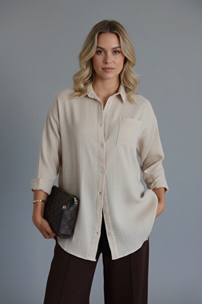 İntive Lingerie Women's Plain Woven Muslin Shirt