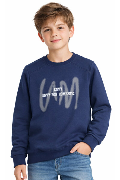 İrem Çocuk Giyim Boy's Envy Sweatshirt with Text on the Front and Text Patter...