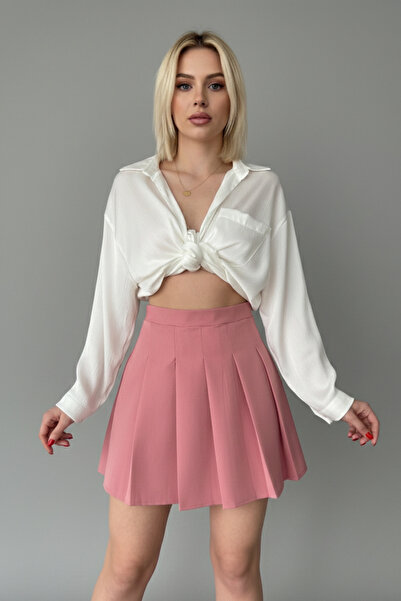 İntive Lingerie Women's Atlas Fabric Pleated Skirt