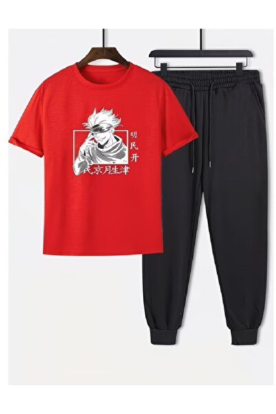 PENTHİLUS Men's Anime Printed Top-Bottom Set - Men's Relaxed Fit Two-Piece Se...