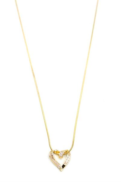 MENESSA قلادة قلب من حجر الراين - ذهبي