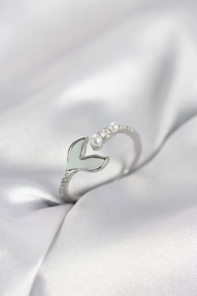 shopwave خاتم نسائي موديل ذيل السمكة باللون الفضي