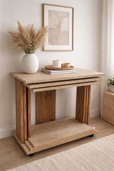 Nenu Nova 3 Lü Yan Sehpa - Koltuk Sehpası - Zigon Sehpa -Çok Amaçlı