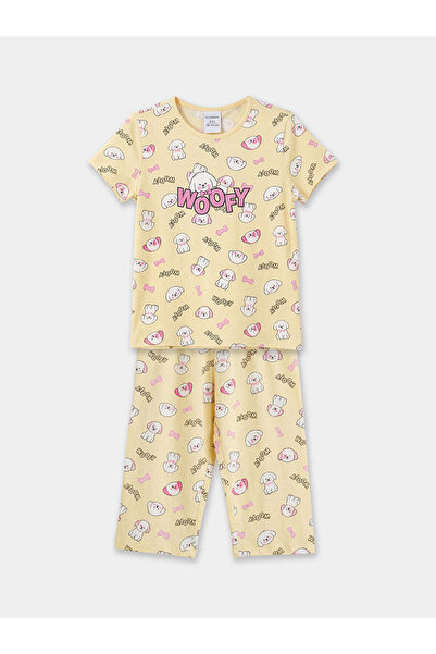 LC Waikiki Κίτρινο Σετ Πιτζάμες για Κορίτσια με Λαιμόκοψη Ποδηλάτου (S6)