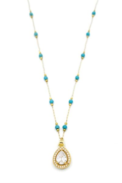 Royaleks قلادة من الخرز الفيروزي - ذهبي