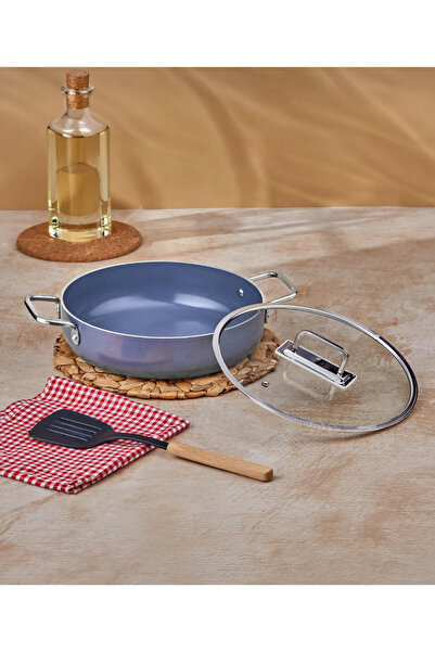 tacev Taç Sera Feel Seramik Yanmaz Yapışmaz Basık Tencere 26cm/Gri