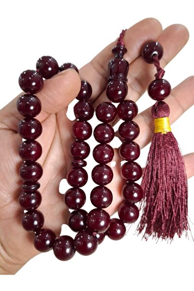 Cekke Tesbih Ottoman Crimped Amber Simile 13 mm Original Daily Use Prayer Beads
