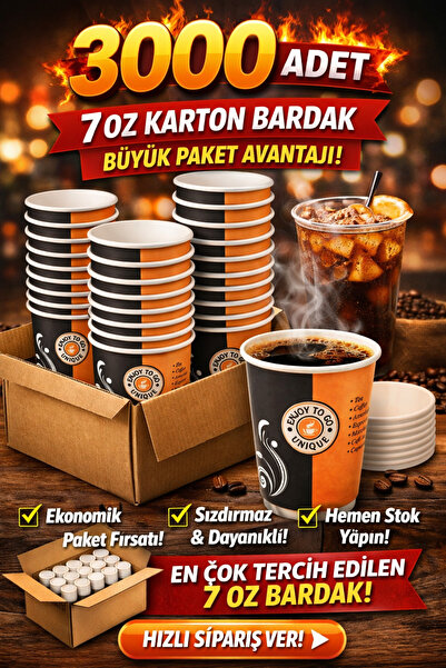 kullanatstore 3000 ADET KARTON BARDAK 7oz