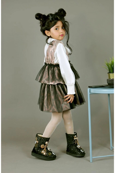 Obaha layered high-neck dress