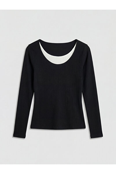 LC Waikiki الموسم الجديد من GÜLİS GİYİM: بودي نسائي أسود بياقة على شكل حرف U