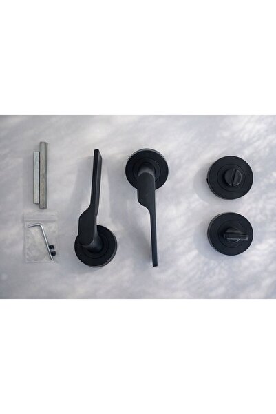 EVEO YUVARLAK ROZETLİ LÜKS SİYAH LEYDİ WC KAPI KOLU ( 1 KAPIYA GÖRE TAKIM )