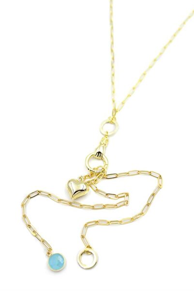 ahsun قلادة على شكل قلب Y - ذهبية