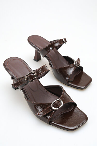 wolfcity Women's Double Buckle Detailed Thin Heeled Slippers and Sandals