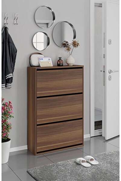 Empressco 3'lü Ahşap Kapaklı Ayakkabılık, Şık ve Kullanışlı Depolama Çözümü