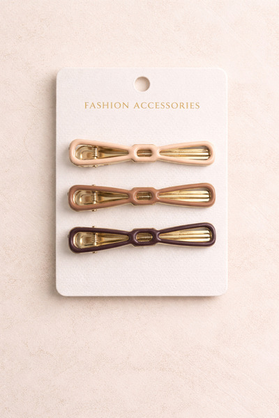 LİNACO Zarif Metal Toka Seti, Farklı Renk Seçenekleriyle 3’lü Paket