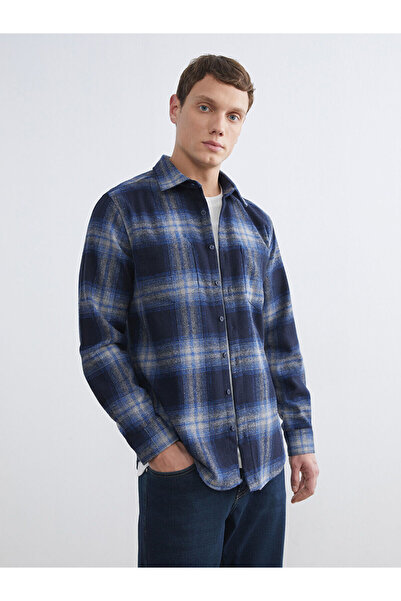 LC Waikiki Lcwaikiki Classic Petrol Regular Fit Wool Blend Plaid Men's Shirt