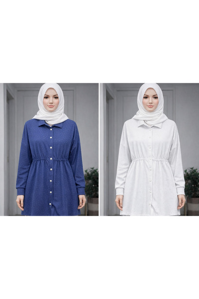 GURBET GİYİM Stone-Embellished Modal Fabric Tunic Shirt