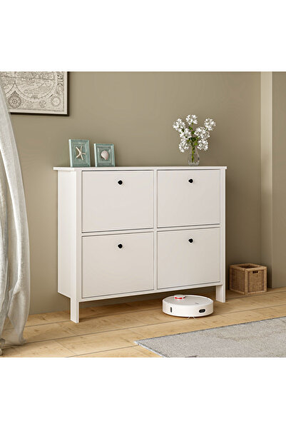 Empressco Pratik ve şık çok amaçlı ayakkabılık dolap, beyaz renkli, alan düze...