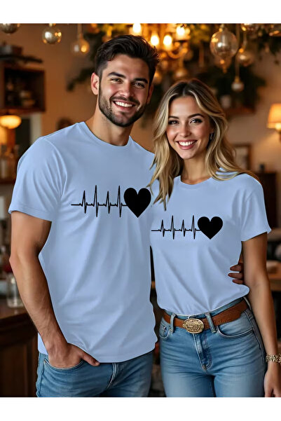 Ciel Lune Heart Rhythm Themed Lover's Combination Couple Tshirt Oversize Unis...