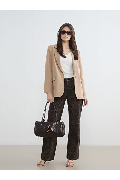 LC Waikiki Brown High Waist Straight Fit Women's Jean Trousers