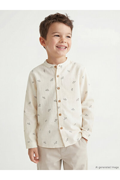 LC Waikiki Rmz Gi̇yi̇m Farkiyla Hakim Roba Collar Boys' Poplin Shirt