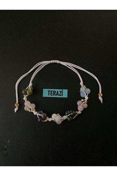 modvina Natural Stone Libra Zodiac Sign Bracelet Adjustable Drawstring Natura...