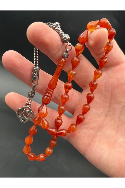 Cemhan Göksal Sıkma Kehribar Tesbih 8x11 mm El İşçiliği Sert Duruşlu Premium ...