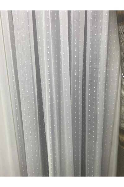 Utku Tül & Perde KULLANIMA HAZIR DAMLA BAMBU DESEN TÜL DESEN KREM RENK ORTA (...