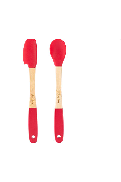 Tantitoni -8695835414935-SOFT 24007AHSET2K-BAMBU SAPLI KIRMIZI SİLİKON SPATUL...