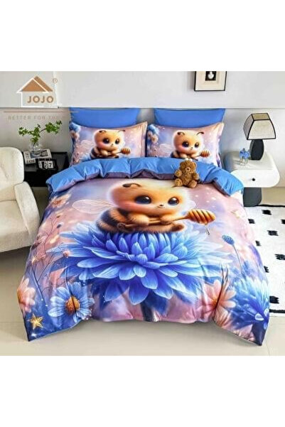 JOJO HOME Bed Linen, 5D Print, Double Bed, Fitted Sheet