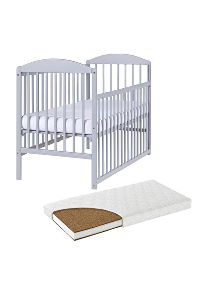 Kidizi Solid wood crib 120x60 cm Orella gray with sliding side and LUX coconu...
