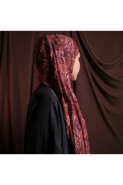 Mehru Scarfs شال بارادايس بنمط كراش - أحمر بني - ملمس غير قابل للانزلاق - صيف...