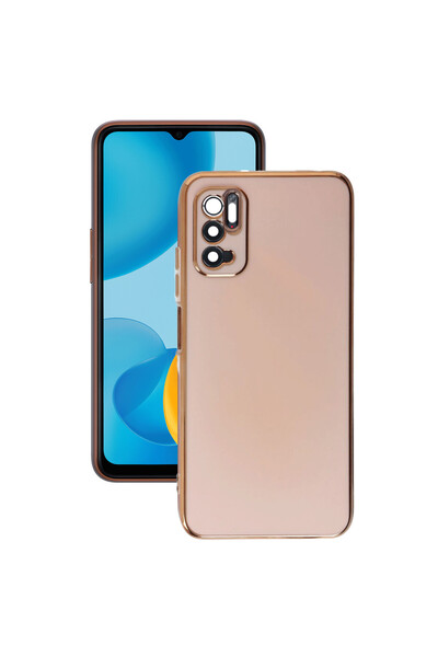 cepmoda REDMİ NOTE 11 SE Parlak Kılıf - Esnek - Kenarları Gold Çizgi - PEMBE
