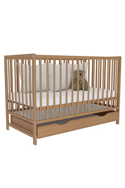 Kidizi Solid wood crib 120x60 cm Matilda with drawer with lid, 3-level adjust...
