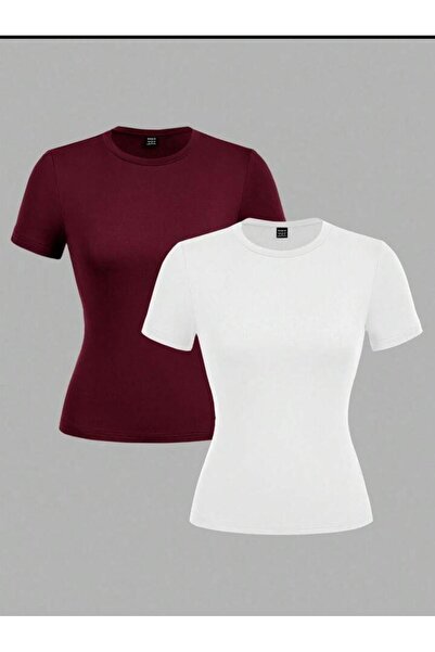 ÖZ PAMUK PAMUKLU Yumuşak Dokulu Rahat Düz Kesim KISA KOLLU BİSİKLET-YAKA BLUZ...