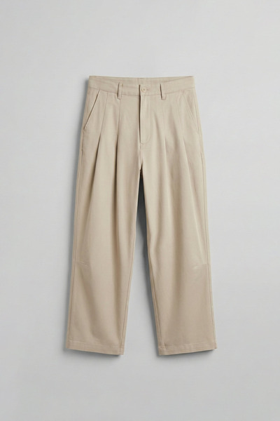 ablukaonline Men's Super Baggy Pleated Vintage Trousers Beige