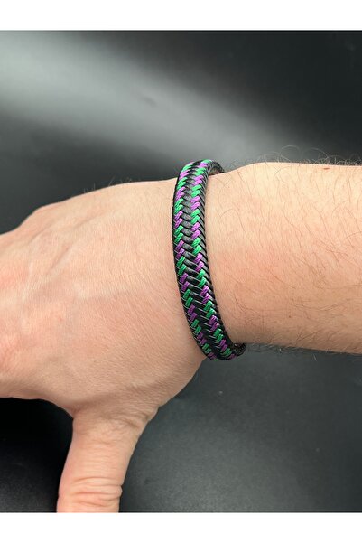 Cemhan Göksal Men's Leather Bracelet 22 cm with Magnetic Clasp 1.2 cm Thickne...