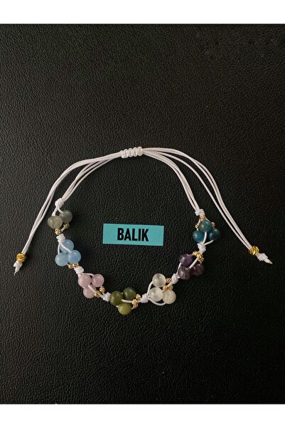 modvina Natural Stone Pisces Zodiac Bracelet Adjustable Drawstring Natural St...