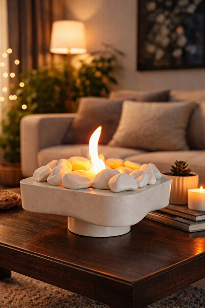 BKCUSTOMMADE Bioethanol Masaüstü Şömine (Yakıt, Hazne ve Taşlı Full Set) - Be...