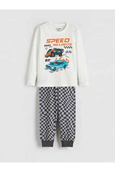 LC Waikiki RMZ GİYİM FARKIYA طقم بيجامة للأولاد مطبوع بياقة روبا