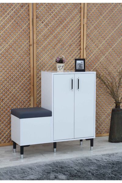 Empressco Retro Puflu Oturaklı Ayakkabılık, Şık ve Kullanışlı Depolama Çözümü