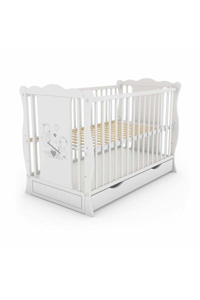 Kidizi Дървено креватче 2 в 1 Valery бяло с чекмедже и капак, борова дървесин...