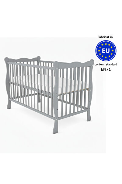 Kidizi Solid wood cot 120x60 cm Isla gray, adjustable on 3 levels, EN71 certi...