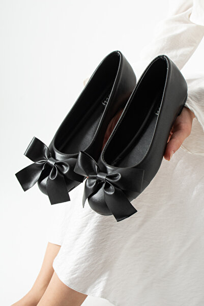 star shoes Elegant Women's Daily Ribbon Detailed Round Toe Stylish Ballerinas