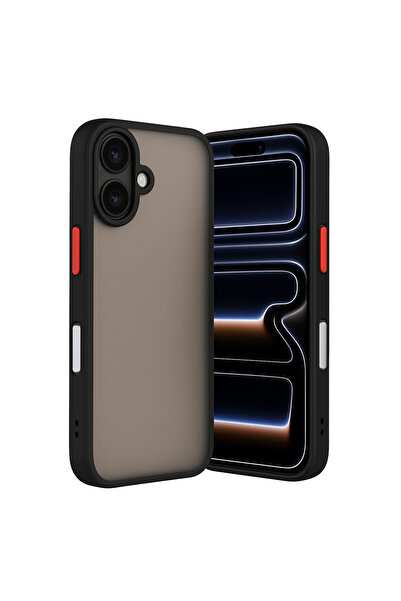 cepmoda غطاء آيفون 17 شفاف غير لامع - حواف ملونة وخلفية مطفأة - أسود