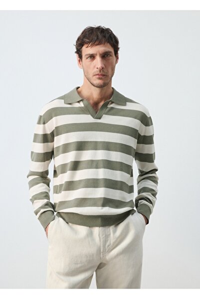 MANGO Man 100% cotton fine knit polo jumper