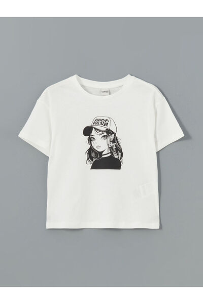 LC Waikiki RMZ GİYİM FARKIYA تي شيرت بناتي بياقة روبا مرصعة بالأحجار