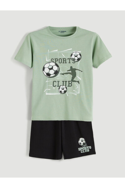 LC Waikiki Rmz Gi̇yi̇m Farkiyla Ba Printed Rkek Children's Shorts Pajama Set