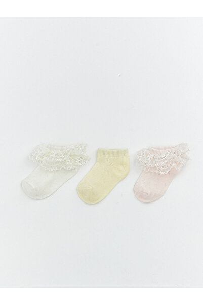 LC Waikiki مجموعة إلسيفا من الجوارب القصيرة المزينة بالدانتيل للأطفال البنات،...