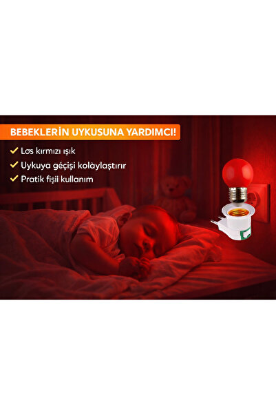 Şıkbay Bebekler İçin 3’lü Kırmızı Gece Lambası Seti Loş Işık Fişli Uyku Lambası